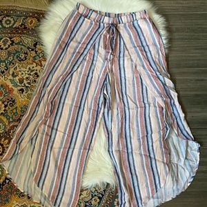Pink/blue/white Striped Wrap Pants